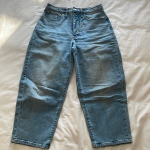 Madewell balloon jeans, 27P, blue wash, pristine